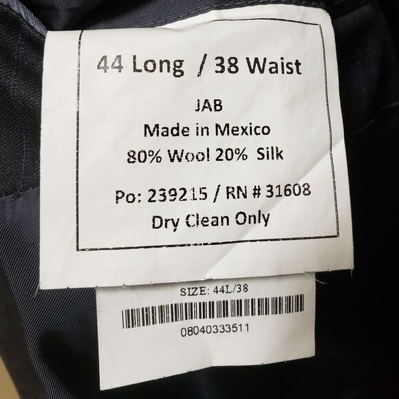 Jos. A. Bank 44L Gray Blue Stripe Wool Silk Blend 2 Button Vented Classic Office - Picture 13 of 15